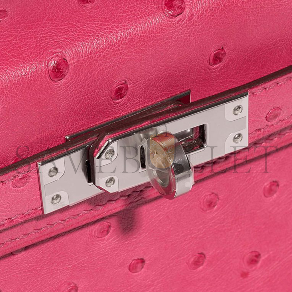 H**mes master mini kelly ii ostrich rose tyrien (19*12*5.5cm)